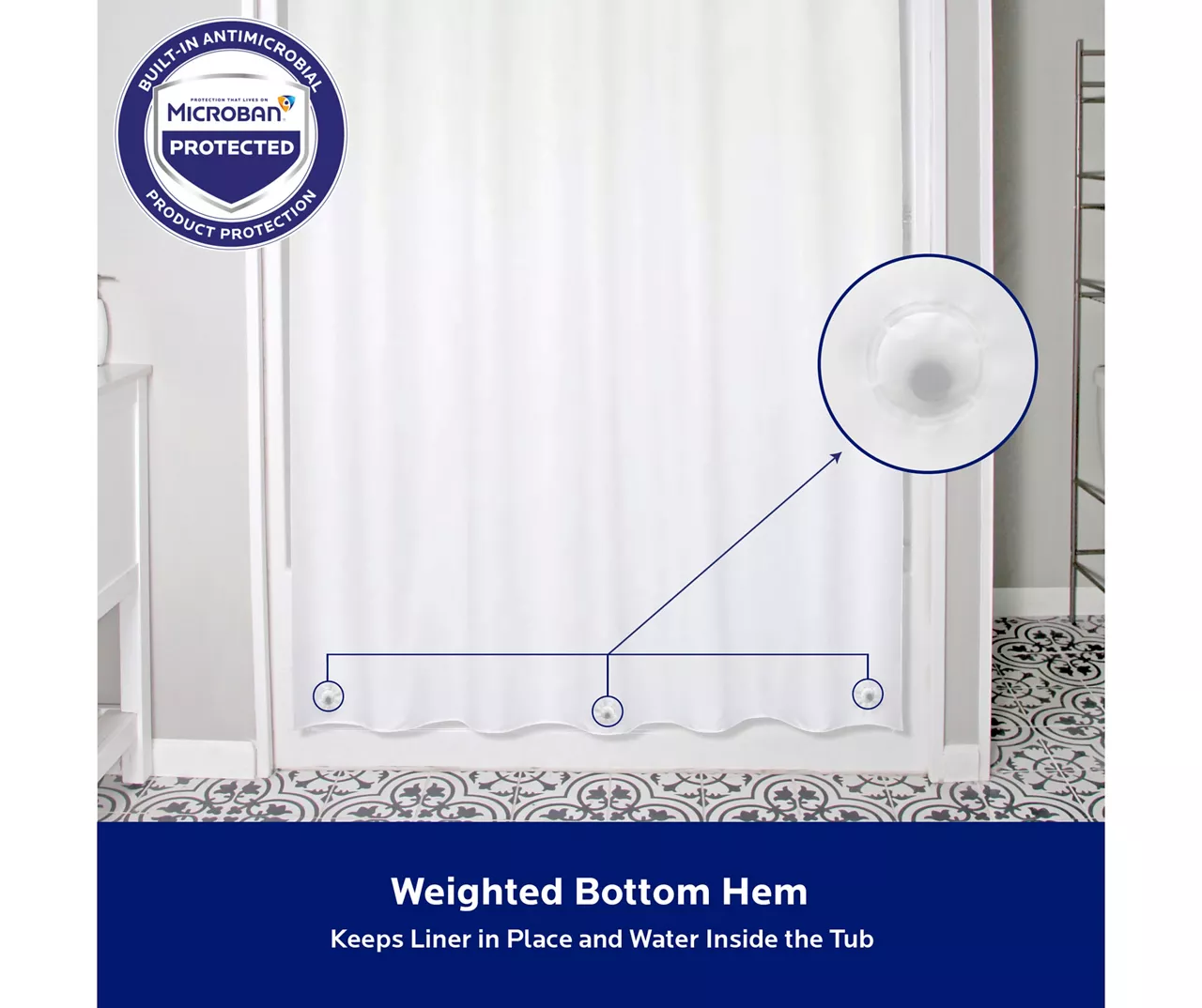 Kenney Microban Medium-Weight PEVA Shower Liner, 2-Pack 12 Kenney Microban Medium-Weight PEVA Shower Liner, 2-Pack - Image 10