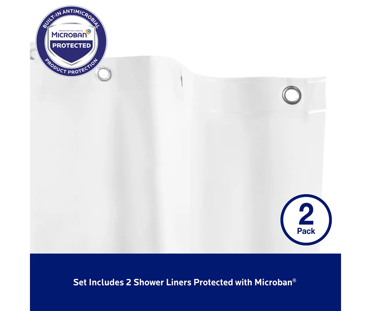Kenney Microban Medium-Weight PEVA Shower Liner, 2-Pack 13 Kenney Microban Medium-Weight PEVA Shower Liner, 2-Pack - Image 11