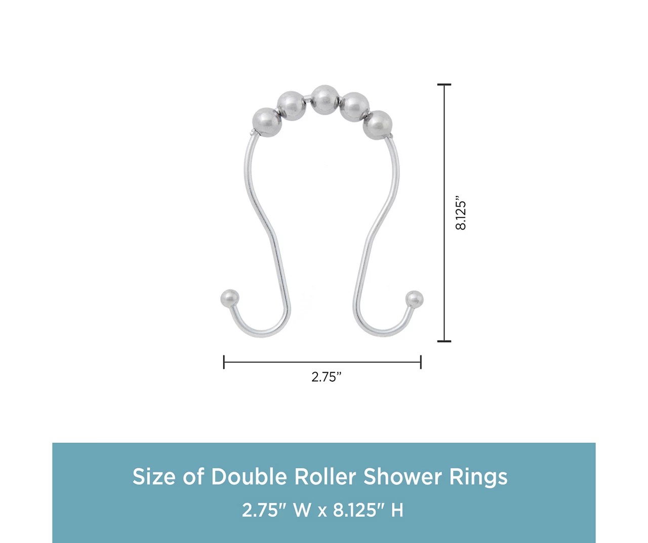 Kenney Beaded Roller Shower Curtain Double Hooks, 12-Pack 10 Kenney Beaded Roller Shower Curtain Double Hooks, 12-Pack - Image 8