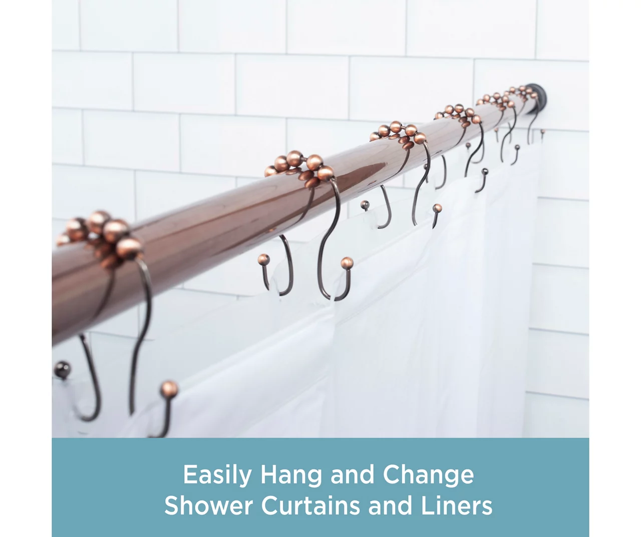 Kenney Beaded Roller Shower Curtain Double Hooks, 12-Pack 6 Kenney Beaded Roller Shower Curtain Double Hooks, 12-Pack - Image 4