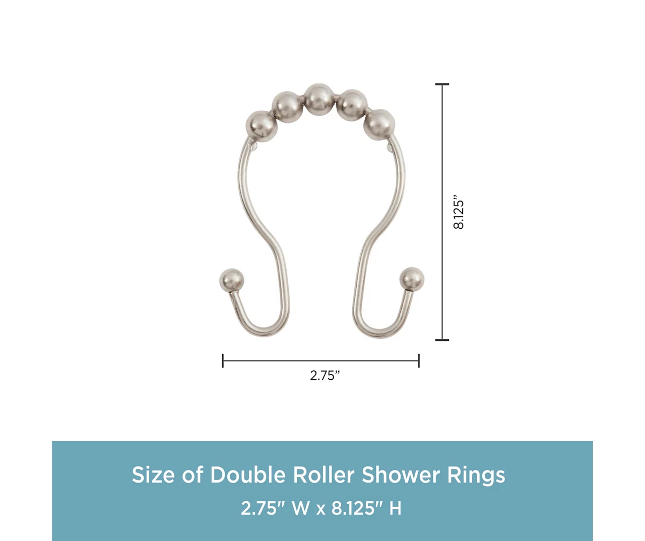 Kenney Beaded Roller Shower Curtain Double Hooks, 12-Pack 13 Kenney Beaded Roller Shower Curtain Double Hooks, 12-Pack - Image 11