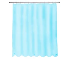Blue 13-Piece Medium-Weight PEVA Shower Liner & Roller Ring Set