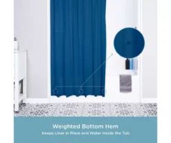 Blue 13-Piece Lightweight PEVA Shower Liner & C-Ring Set -DHP Sales Store 810587951 5