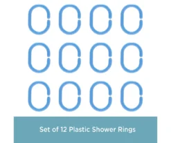 Blue 13-Piece Lightweight PEVA Shower Liner & C-Ring Set -DHP Sales Store 810587951 7