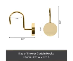 Resort Portfolio Maldives Modern Brass Steel Shower Curtain Hooks, 12-Pack -DHP Sales Store 810587994 3