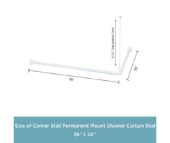 White 36" X 36" L-Shape Permanent Shower Curtain Rod -DHP Sales Store 810588006 3