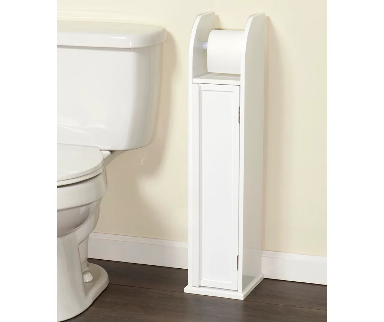 White 2-Tier Cabinet With Toilet Paper Holder 3 White 2-Tier Cabinet With Toilet Paper Holder