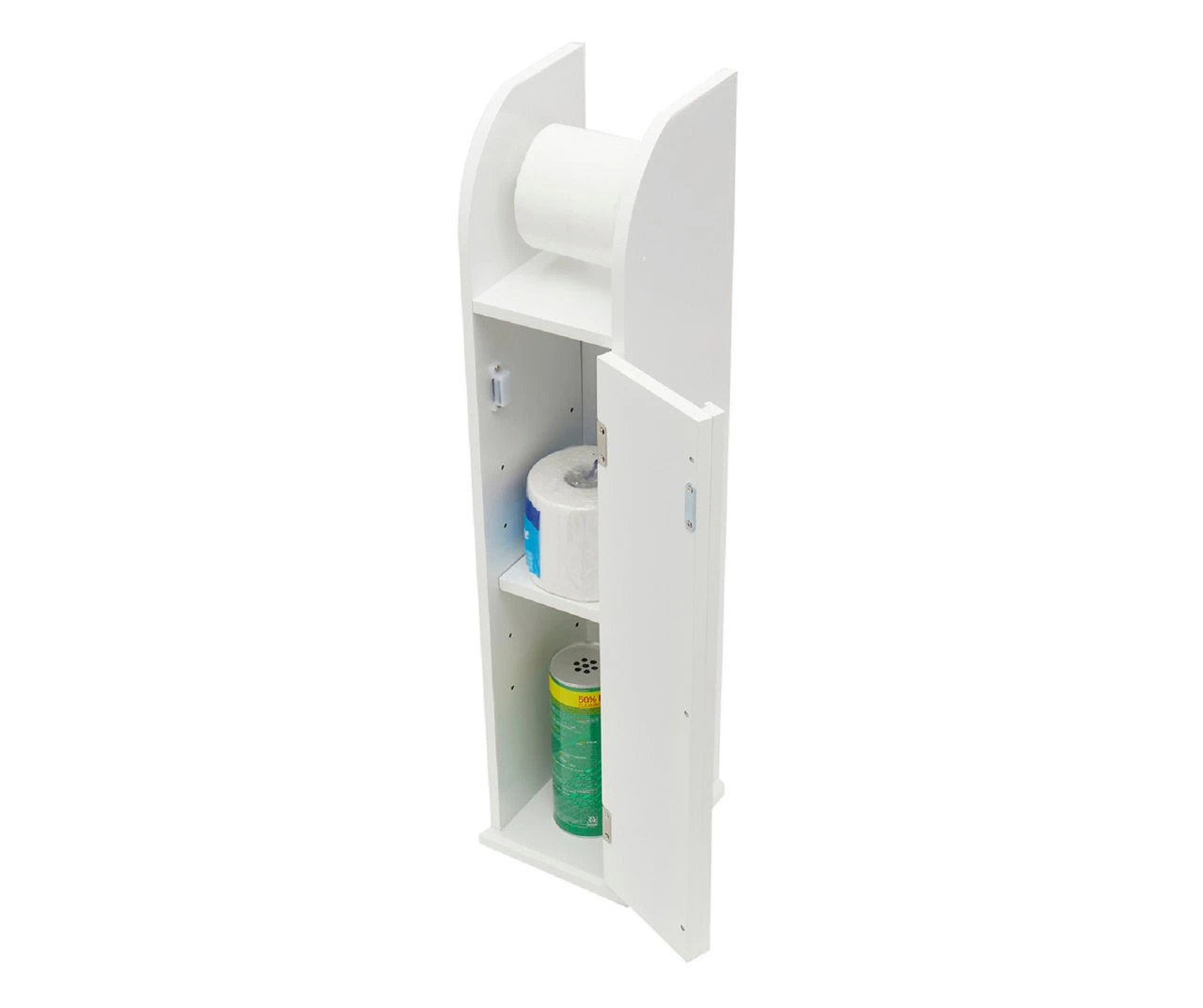 White 2-Tier Cabinet With Toilet Paper Holder 4 White 2-Tier Cabinet With Toilet Paper Holder - Image 2