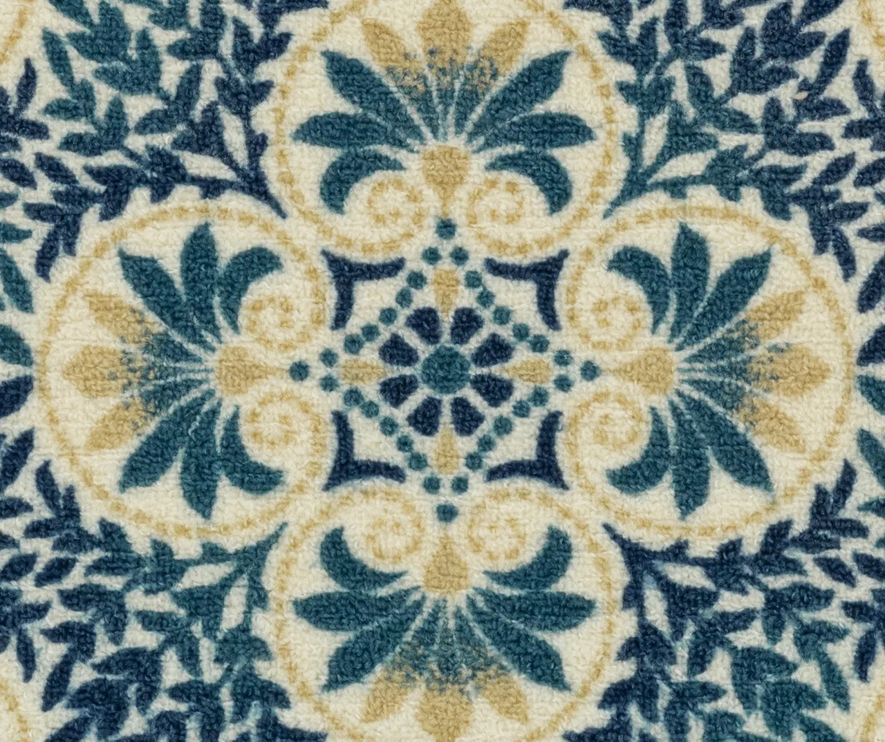 Blue & Cream Peacock Floral Kitchen Rug, (30" X 18") 6 Blue & Cream Peacock Floral Kitchen Rug, (30" X 18") - Image 4