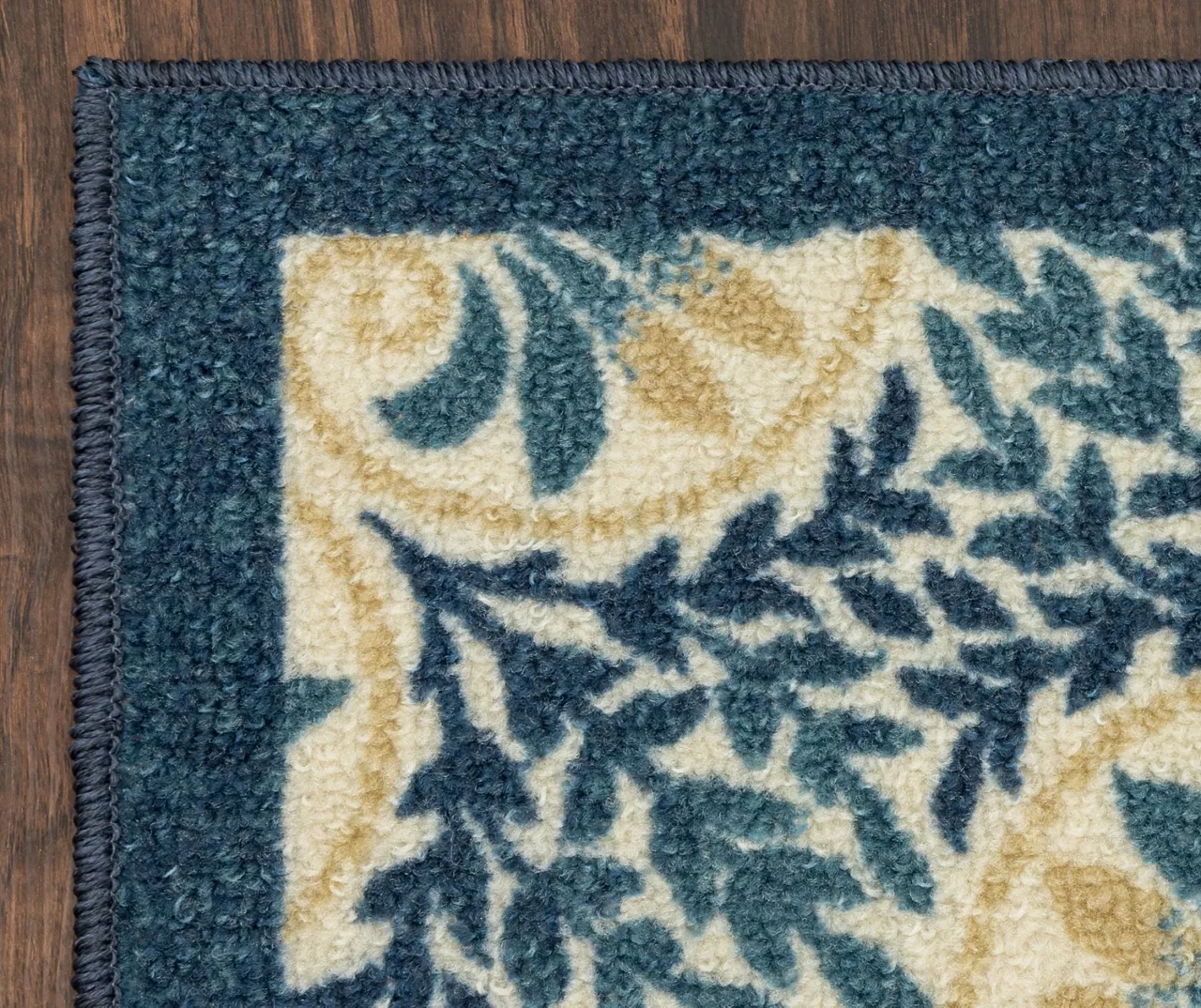 Blue & Cream Peacock Floral Kitchen Rug, (30" X 18") 8 Blue & Cream Peacock Floral Kitchen Rug, (30" X 18") - Image 6