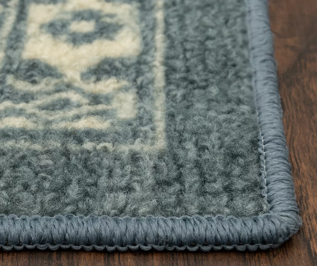 Jay Blue & Cream Geometric Kitchen Rug, (30" X 18") 7 Jay Blue & Cream Geometric Kitchen Rug, (30" X 18") - Image 5