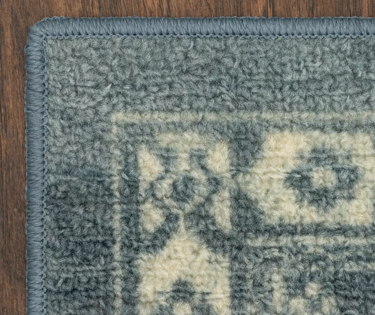 Jay Blue & Cream Geometric Kitchen Rug, (30" X 18") 8 Jay Blue & Cream Geometric Kitchen Rug, (30" X 18") - Image 6