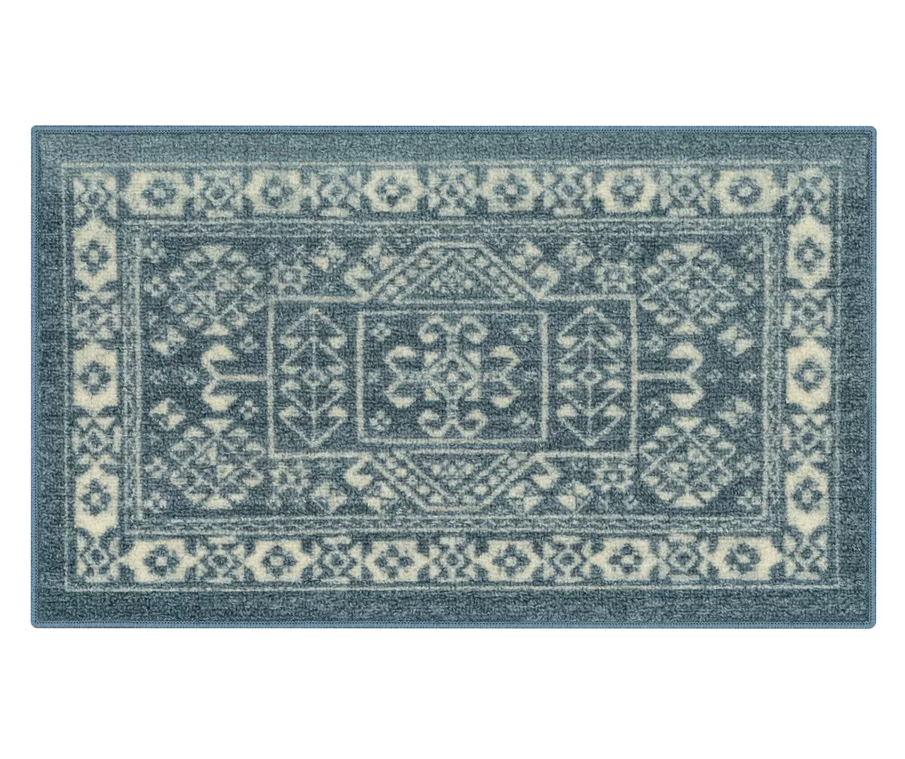Jay Blue & Cream Geometric Kitchen Rug, (30" X 18") 3 Jay Blue & Cream Geometric Kitchen Rug, (30" X 18")