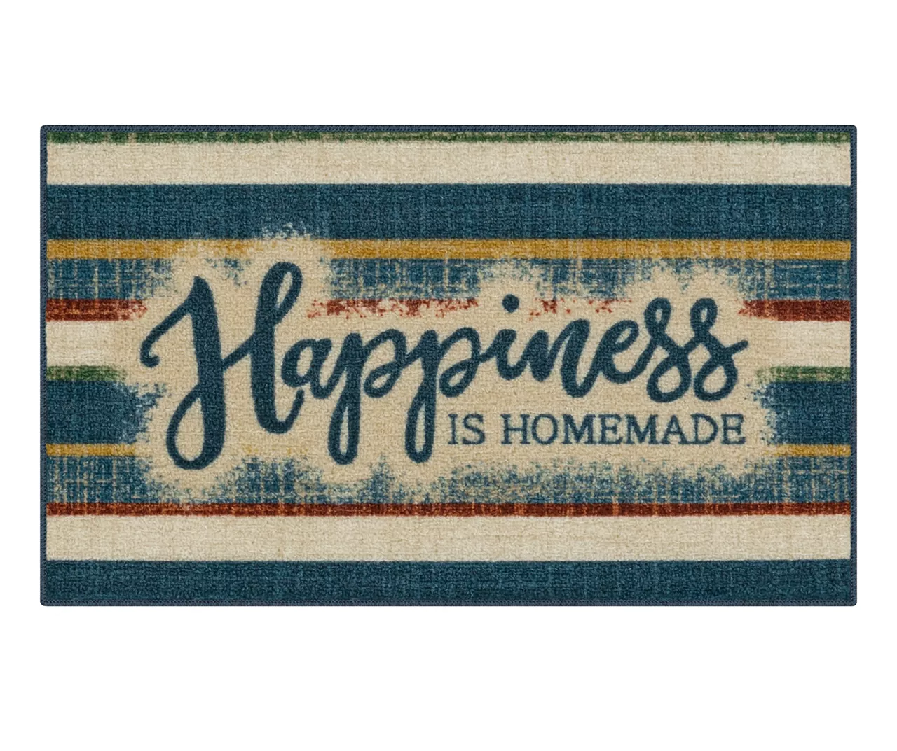 "Happiness" Blue & Beige Color Block Kitchen Rug, (30" X 18") 3 "Happiness" Blue & Beige Color Block Kitchen Rug, (30" X 18")
