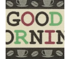 "Good Morning" Gray & Cream Coffee Kitchen Rug, (30" X 18") -DHP Sales Store 810591260 3
