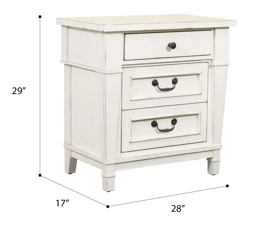 Kali Weathered White 3-Drawer Nightstand 5 Kali Weathered White 3-Drawer Nightstand - Image 3