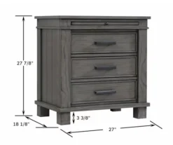 Topeka Warm Gray 3-Drawer Nightstand With USB Charging -DHP Sales Store 810591526 9
