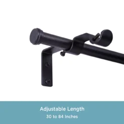 Black 5/8" Double Conversion Curtain Rod Kit, (30"-84") 8 Black 5/8" Double Conversion Curtain Rod Kit, (30"-84") -DHP Sales Store 810591622 3