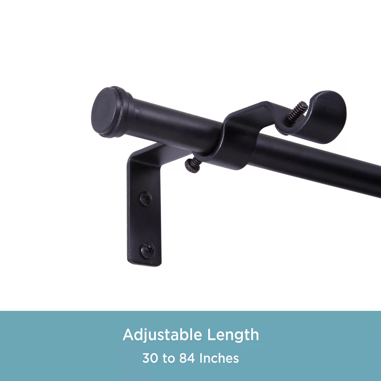 Black 5/8" Double Conversion Curtain Rod Kit, (30"-84") 5 Black 5/8" Double Conversion Curtain Rod Kit, (30"-84") - Image 3