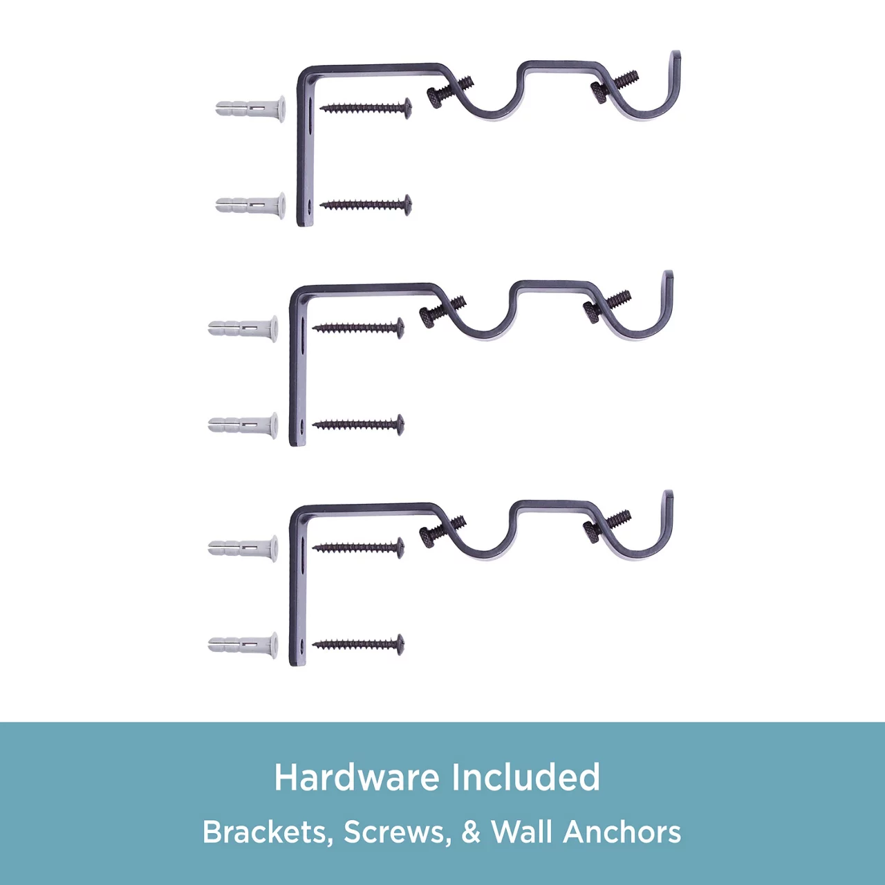 Black 5/8" Double Conversion Curtain Rod Kit, (30"-84") 6 Black 5/8" Double Conversion Curtain Rod Kit, (30"-84") - Image 4