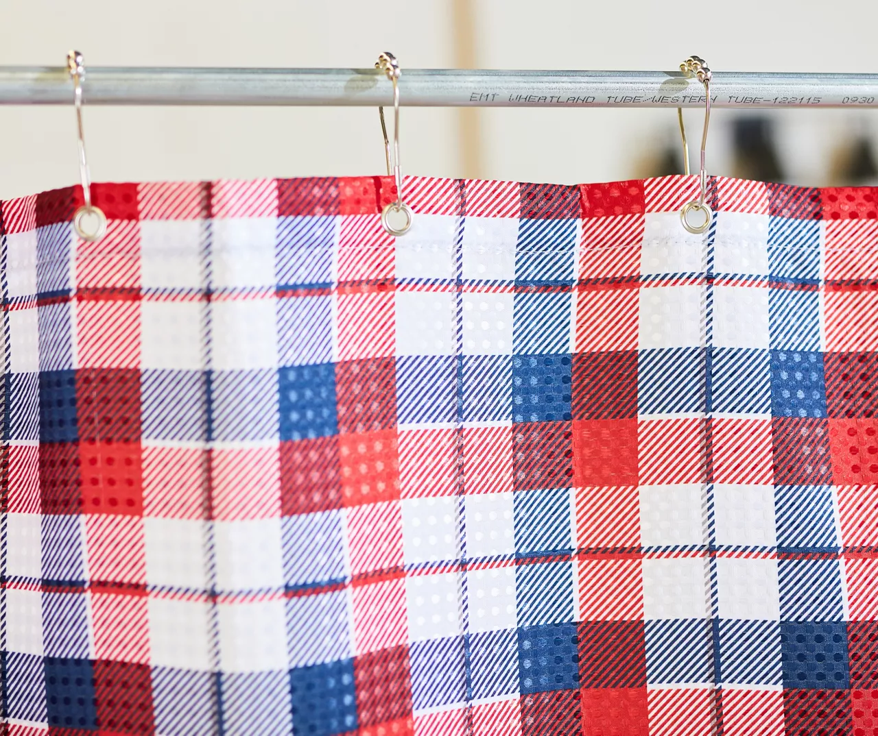 Winchester Red & Blue Plaid Polyester Shower Curtain Set 5 Winchester Red & Blue Plaid Polyester Shower Curtain Set - Image 3