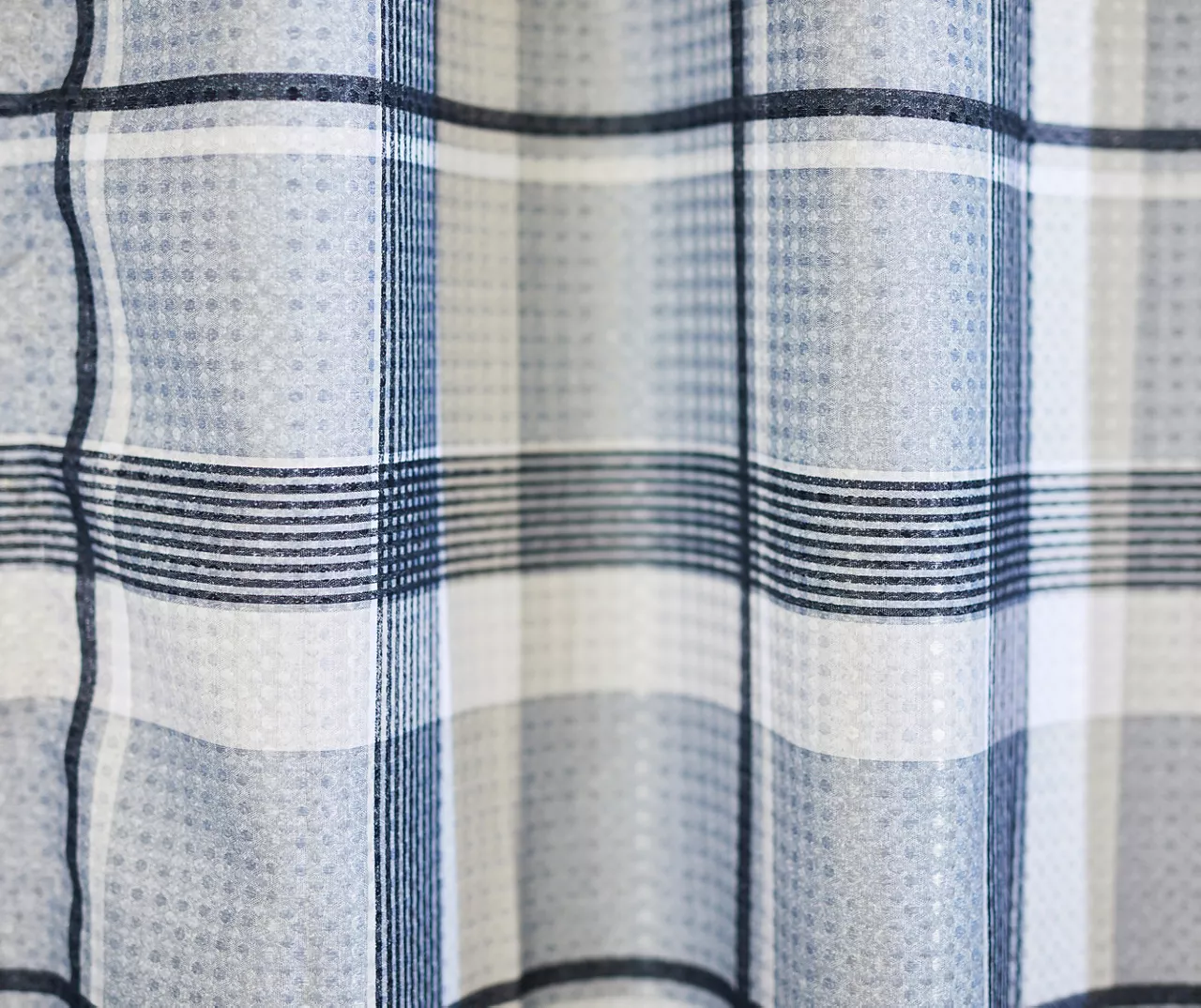 Sutton Gray Plaid Polyester Shower Curtain Set 5 Sutton Gray Plaid Polyester Shower Curtain Set - Image 3