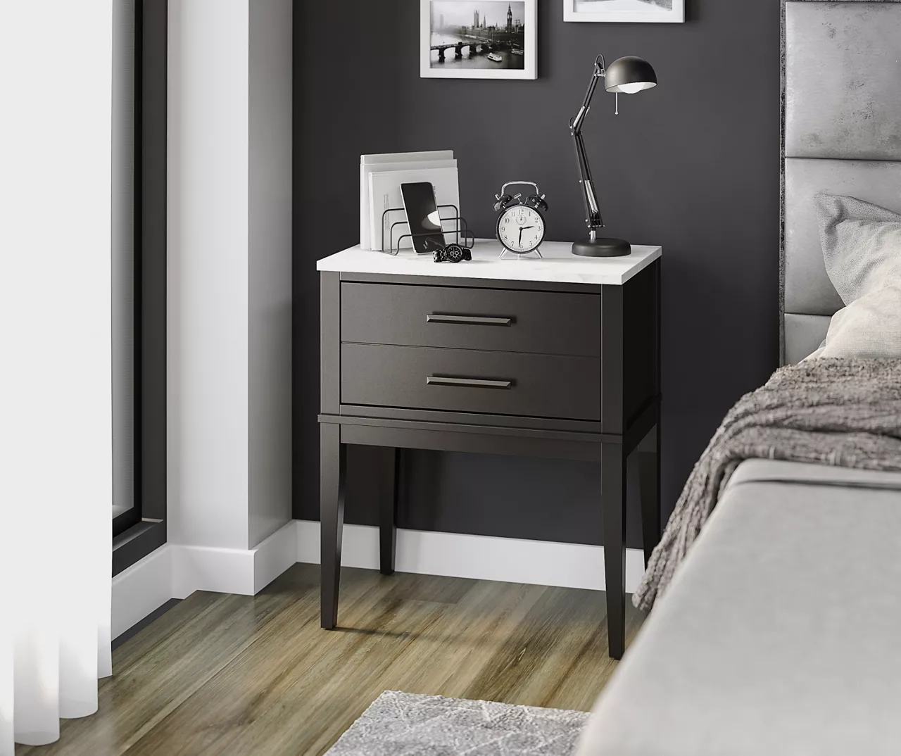 Ameriwood Madison Lane Faux Marble Nightstand 9 Ameriwood Madison Lane Faux Marble Nightstand - Image 7