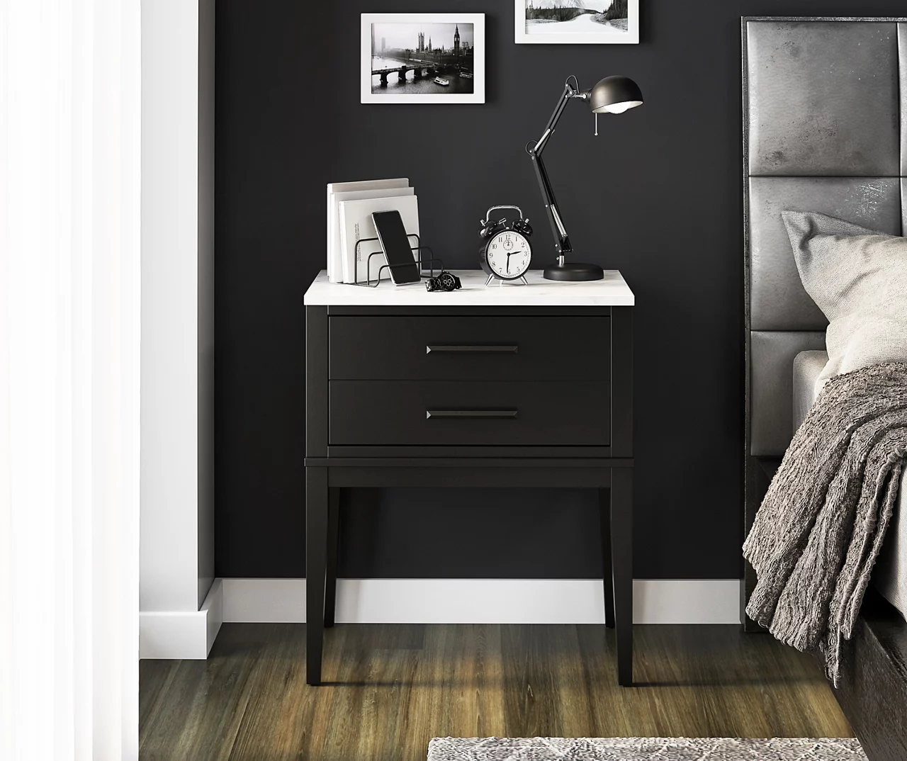 Ameriwood Madison Lane Faux Marble Nightstand 8 Ameriwood Madison Lane Faux Marble Nightstand - Image 6