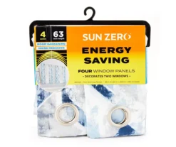 Kennet White & Navy Abstract Room-Darkening 4-Piece Curtain Panel Set, (63") -DHP Sales Store 810598511 A0 1