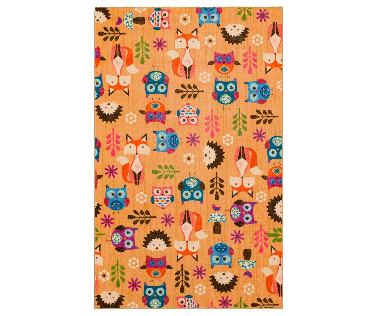Animal Toss Orange & Multi-Color Area Rug, (5' X 8') 3 Animal Toss Orange & Multi-Color Area Rug, (5' X 8')