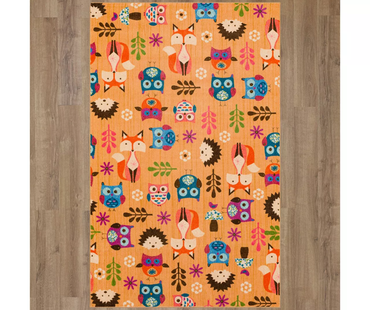 Animal Toss Orange & Multi-Color Area Rug, (5' X 8') 4 Animal Toss Orange & Multi-Color Area Rug, (5' X 8') - Image 2