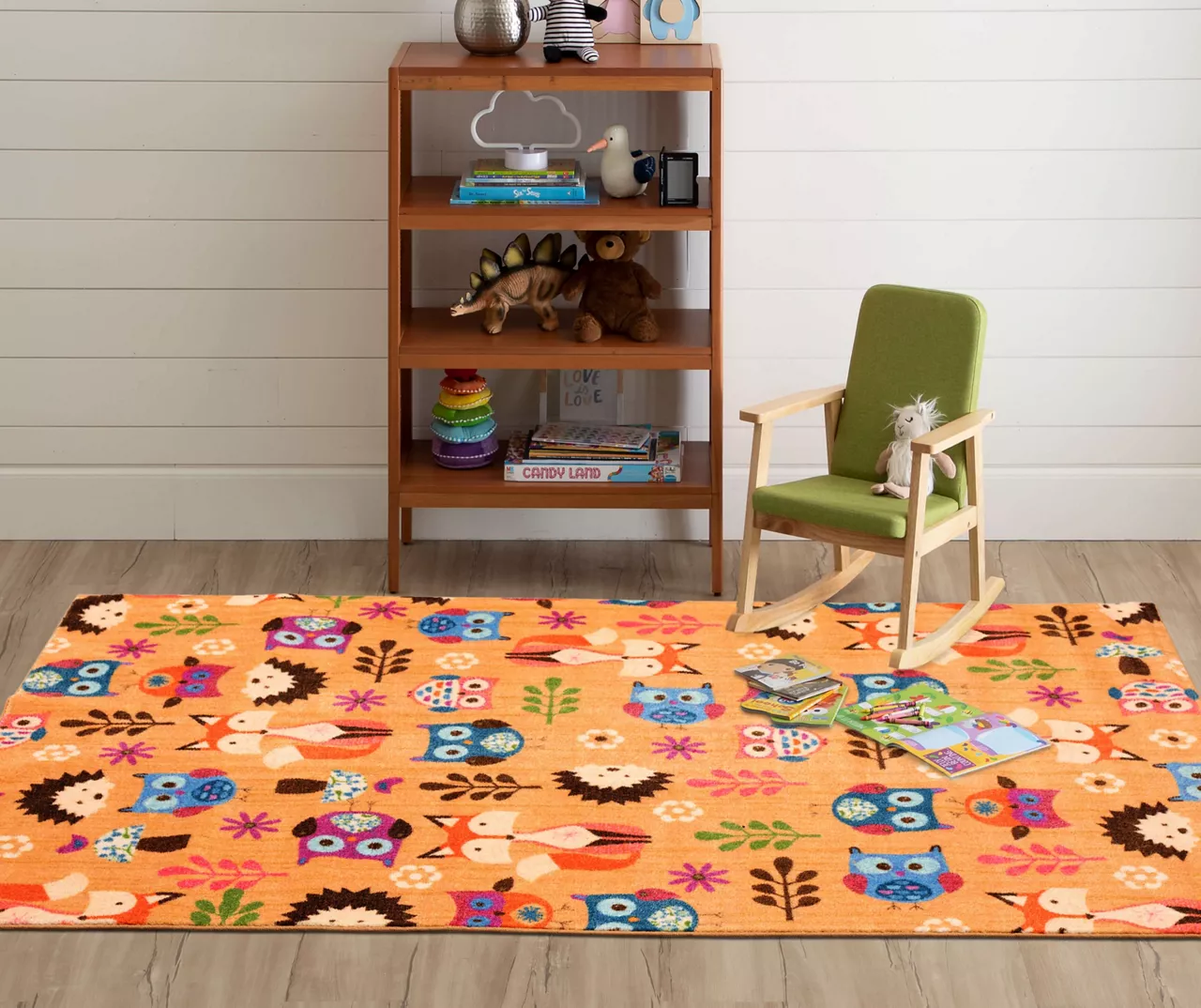 Animal Toss Orange & Multi-Color Area Rug, (5' X 8') 6 Animal Toss Orange & Multi-Color Area Rug, (5' X 8') - Image 4