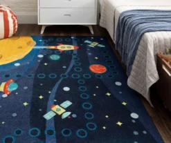 Navy & Yellow Space Rocket Play Area Rug, (5' X 8') -DHP Sales Store 810599736 A0 4