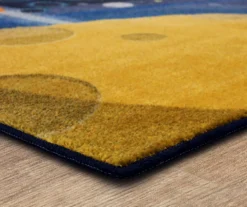 Navy & Yellow Space Rocket Play Area Rug, (5' X 8') -DHP Sales Store 810599736 A8 1