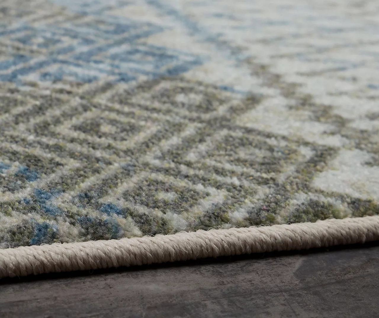 Prale Cream & Blue Geometric Area Rug, (2' X 5') 6 Prale Cream & Blue Geometric Area Rug, (2' X 5') - Image 4