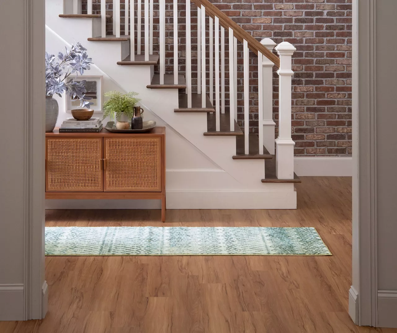 Prale Cream & Blue Geometric Area Rug, (2' X 8') 6 Prale Cream & Blue Geometric Area Rug, (2' X 8') - Image 4