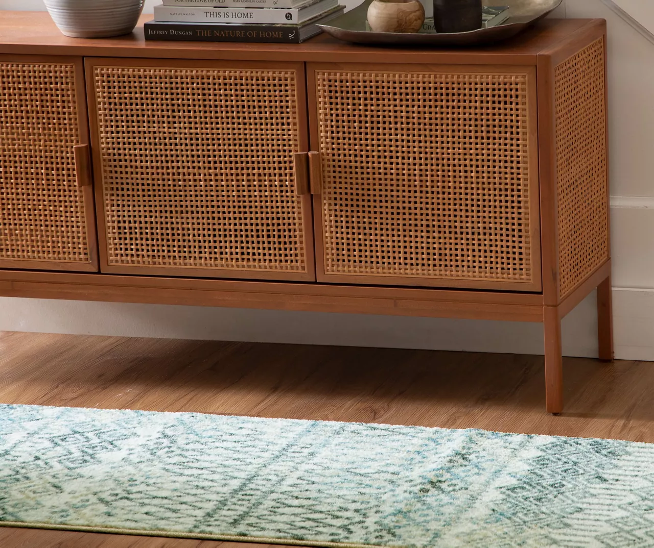 Prale Cream & Blue Geometric Area Rug, (2' X 8') 8 Prale Cream & Blue Geometric Area Rug, (2' X 8') - Image 6