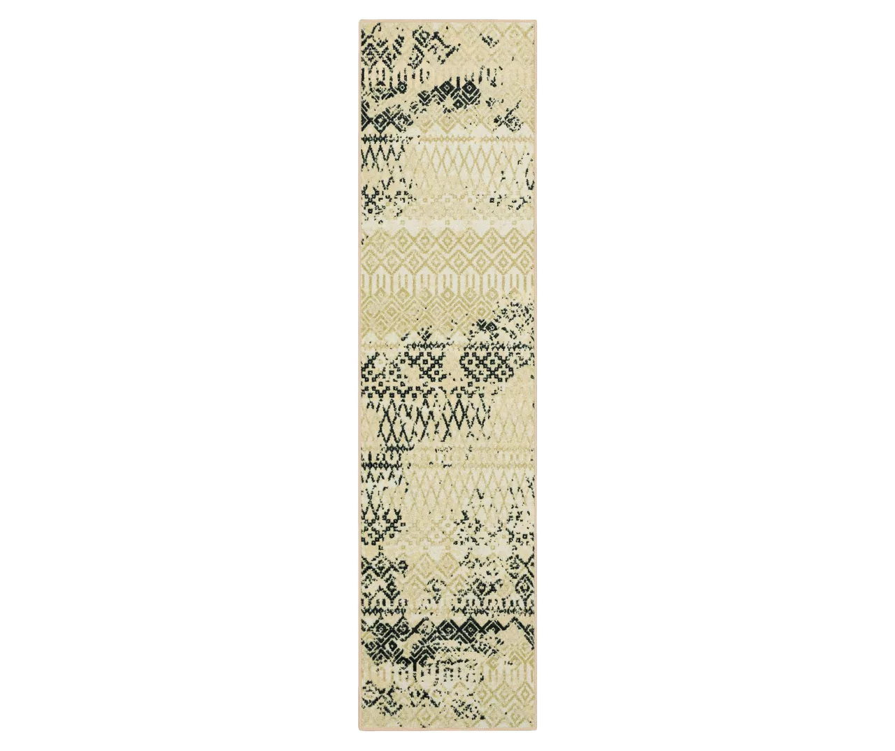 Prale Beige & Black Geometric Area Rug, (2' X 8') 3 Prale Beige & Black Geometric Area Rug, (2' X 8')