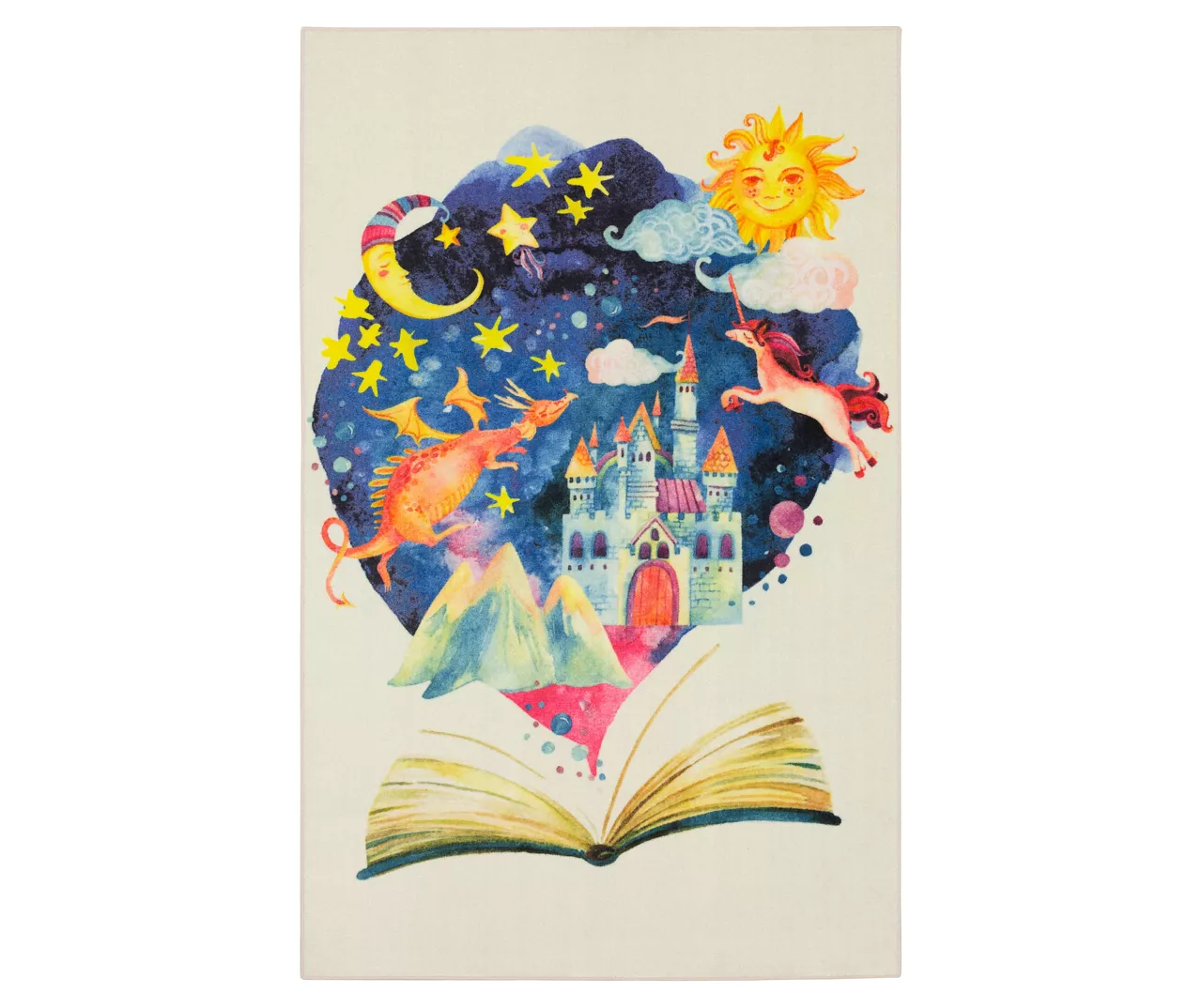 Tell Me A Story Ivory & Blue Area Rug, (8' X 10') 3 Tell Me A Story Ivory & Blue Area Rug, (8' X 10')