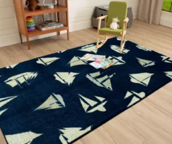 Navy & Beige Sailboats Area Rug, (5' X 8') -DHP Sales Store 810599834 A0 4