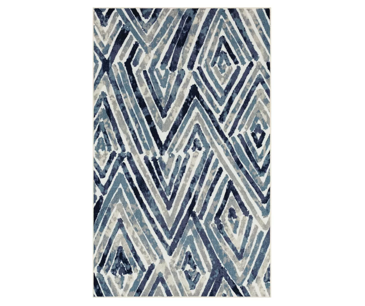 Pamona Blue & White Geometric Area Rug, (6' X 9') 3 Pamona Blue & White Geometric Area Rug, (6' X 9')