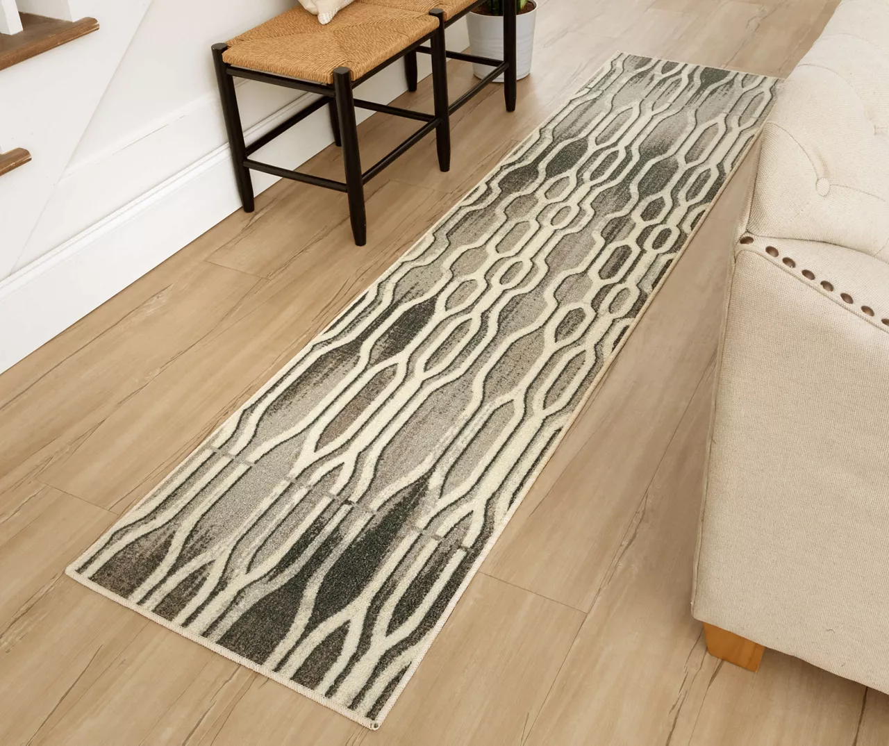 Oaklane Gray & Beige Geo Stripe Area Rug, (2' X 8') 8 Oaklane Gray & Beige Geo Stripe Area Rug, (2' X 8') - Image 6