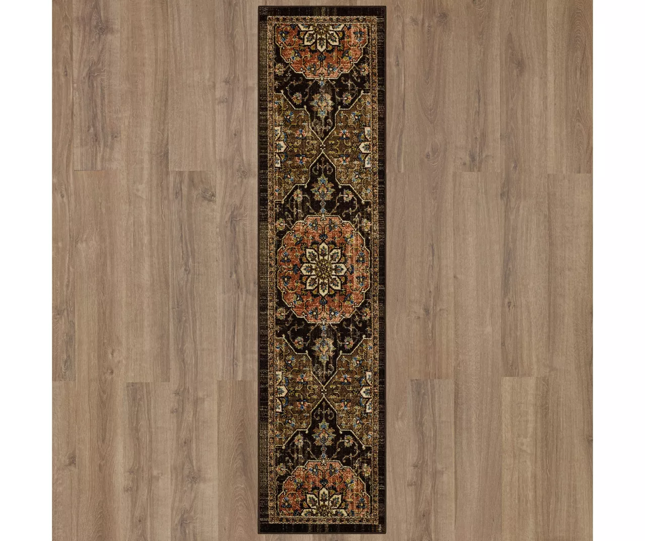 Adelphi Brown Ornamental Floral Area Rug, (2' X 8') 6 Adelphi Brown Ornamental Floral Area Rug, (2' X 8') - Image 4