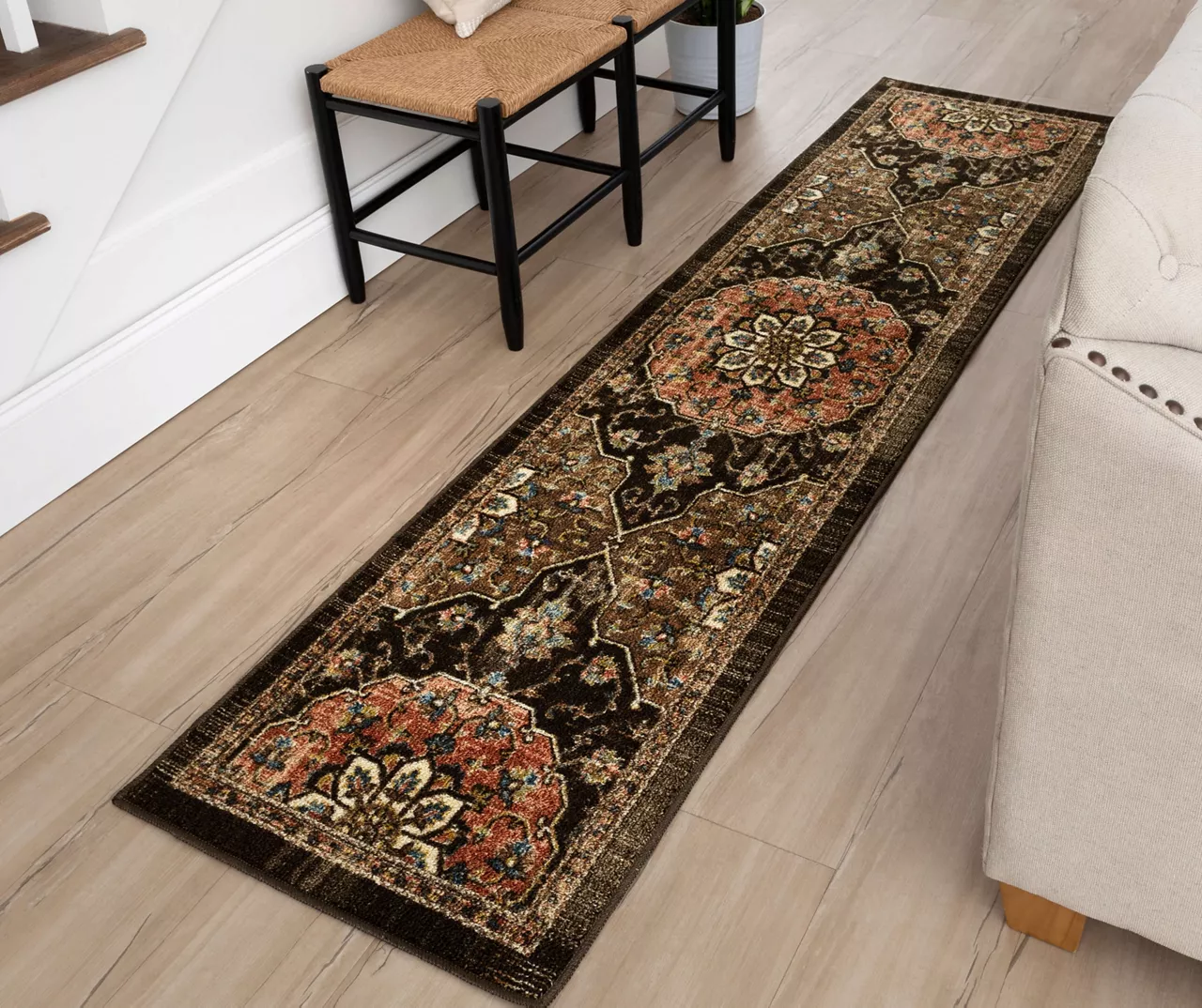 Adelphi Brown Ornamental Floral Area Rug, (2' X 8') 8 Adelphi Brown Ornamental Floral Area Rug, (2' X 8') - Image 6