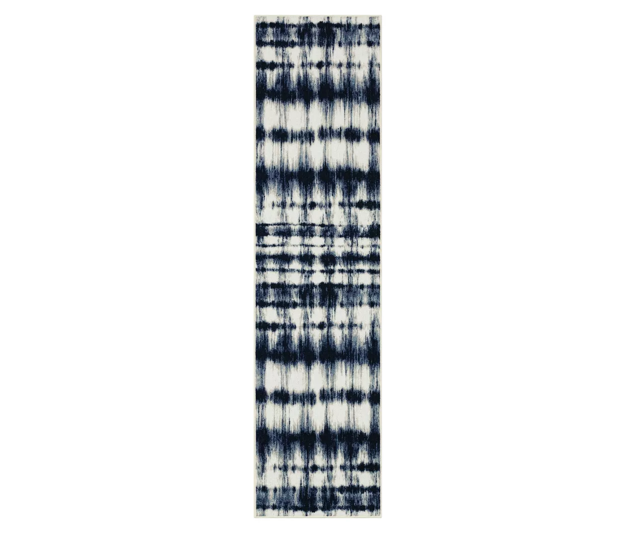 Renly Navy & White Abstract Tie-Dye Area Rug, (2' X 8') 3 Renly Navy & White Abstract Tie-Dye Area Rug, (2' X 8')