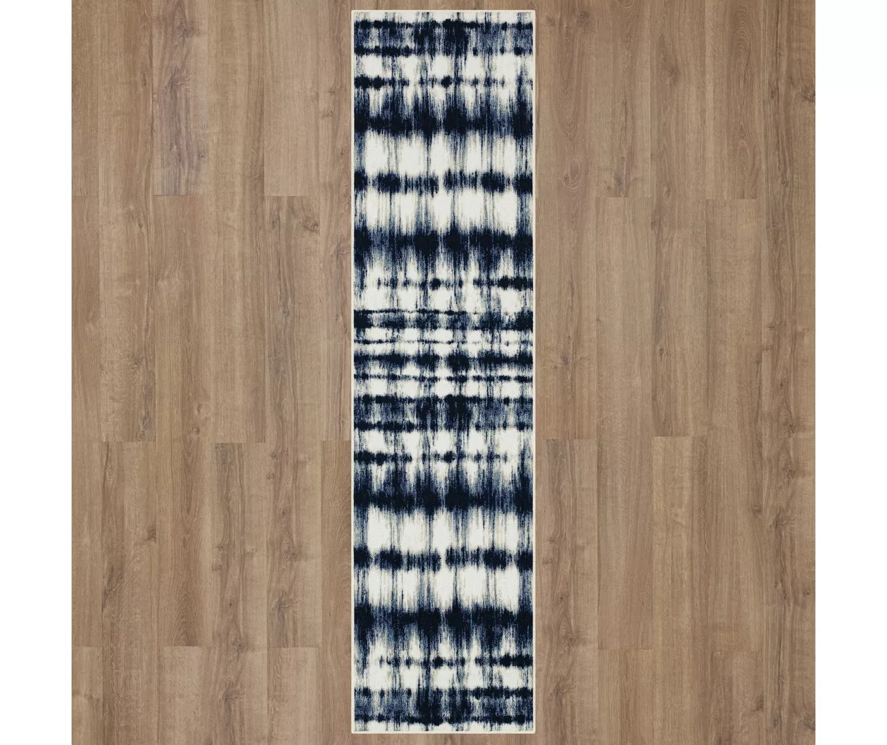 Renly Navy & White Abstract Tie-Dye Area Rug, (2' X 8') 6 Renly Navy & White Abstract Tie-Dye Area Rug, (2' X 8') - Image 4