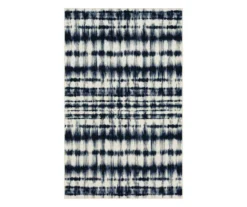 Renly Navy & White Abstract Tie-Dye Area Rug, (7.5' X 10')