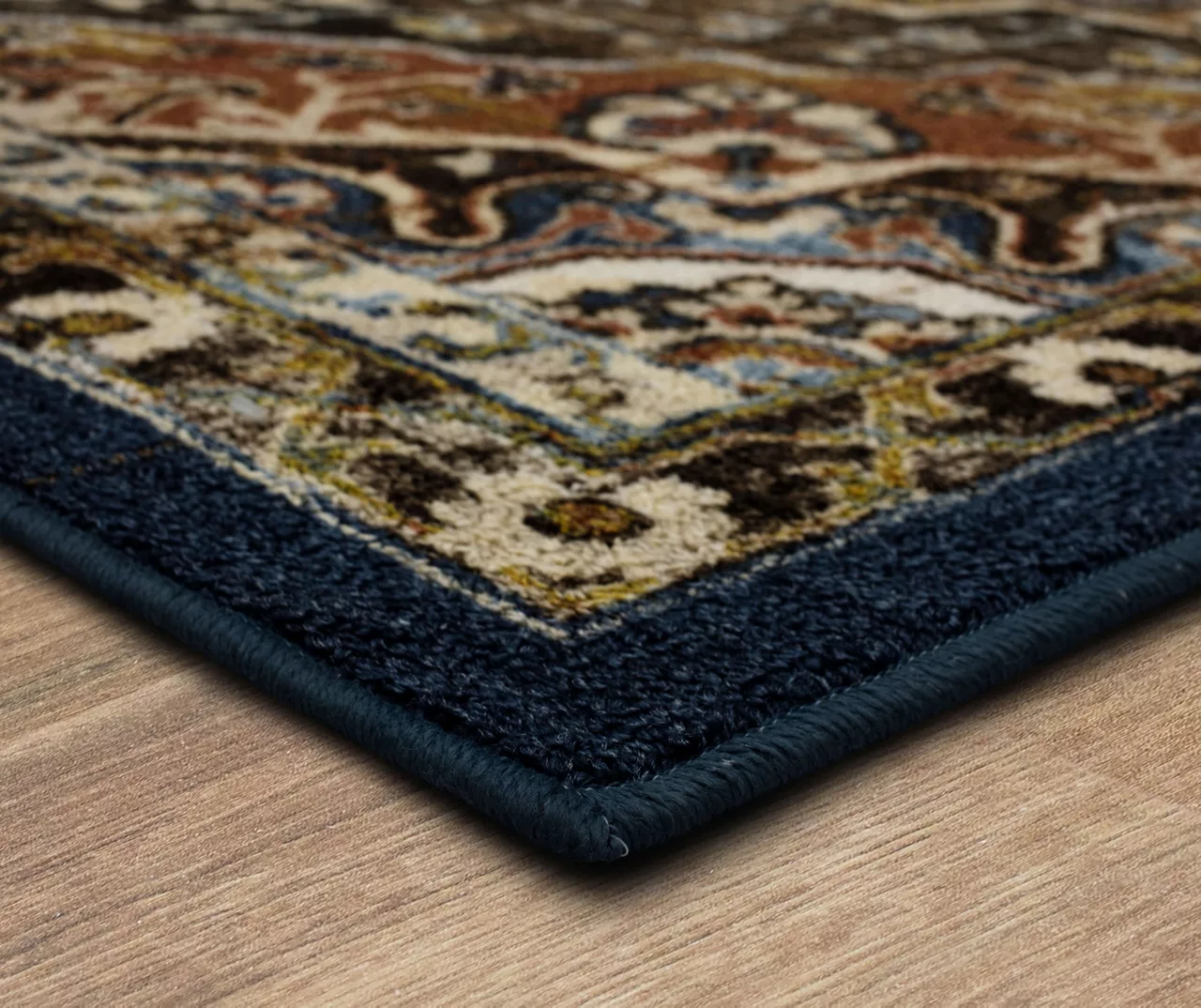 Eason Brown & Navy Ornamental Area Rug, (2' X 8') 4 Eason Brown & Navy Ornamental Area Rug, (2' X 8') - Image 2