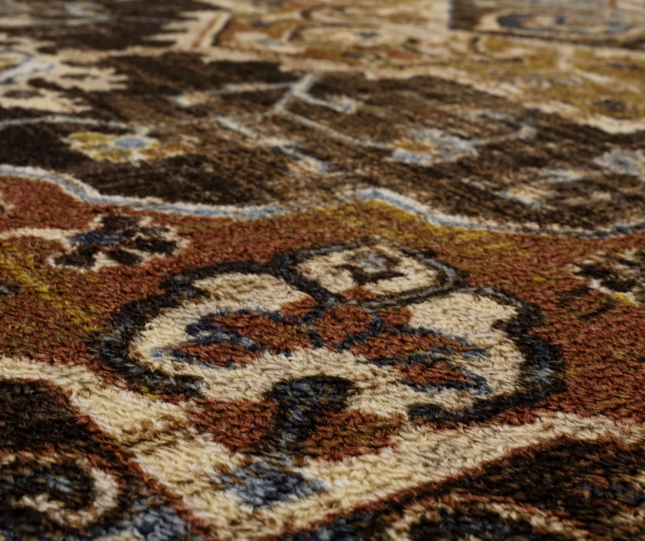 Eason Brown & Navy Ornamental Area Rug, (2' X 8') 7 Eason Brown & Navy Ornamental Area Rug, (2' X 8') - Image 5