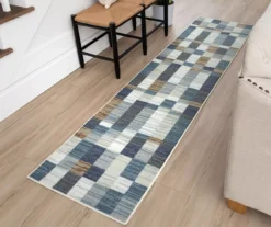 Avenue Blue & White Line Blocks Area Rug, (2' X 8') -DHP Sales Store 810600288 A0 3
